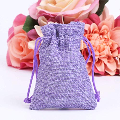 Tvoip 30Pack Burlap Bags with Drawstring Gift Bags Jewelry Pouch for Wedding Party and DIY Craft (Light Purple, 4 x 5.5 Inch)