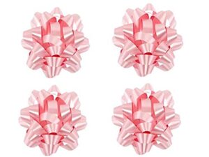 worlds light pink gift wrap bows,satin finish confetti bows-christmas ribbon gift bows 4″ inch (12 pack)