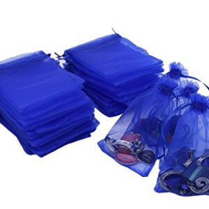 Wudygirl 50pcs 6x9 Drawstring Organza Bag Blue Jewelry Pouches Party Weeding Favor Candles Cosmetic Toy Balls Baby Shower Dried Flowers Chocolates Birthday Gift Packing Bags(50pcs Blue 6.7x9)