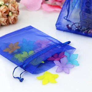 Wudygirl 50pcs 6x9 Drawstring Organza Bag Blue Jewelry Pouches Party Weeding Favor Candles Cosmetic Toy Balls Baby Shower Dried Flowers Chocolates Birthday Gift Packing Bags(50pcs Blue 6.7x9)