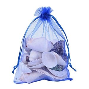 Wudygirl 50pcs 6x9 Drawstring Organza Bag Blue Jewelry Pouches Party Weeding Favor Candles Cosmetic Toy Balls Baby Shower Dried Flowers Chocolates Birthday Gift Packing Bags(50pcs Blue 6.7x9)