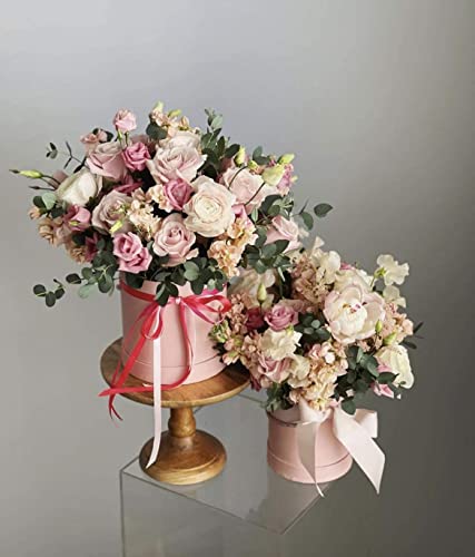 UNIKPACKAGING Premium Quality Round Flower Box, Gift Boxes for Luxury Flower and Gift Arrangements, Set of 3 pcs (Pink)