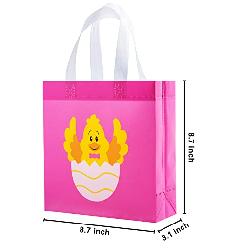JOYIN 24 Pcs Easter Gift Bags with Handles for Kids, Non Woven Tote Goodie Bags Candy Bags Party Treat Bags for Easter Egg Hunt, Easter Kids Party Favor Supplies