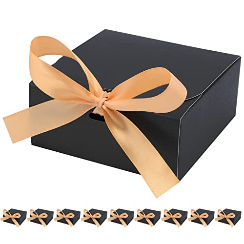 Haroloen Gift Boxes with Lids for Present, Christmas, Birthday, Valentines, Party, Graduation, Bridesmaid Proposal Box, Groomsman Box for Gifts (Small (10 pcs), Black (Shimmer))