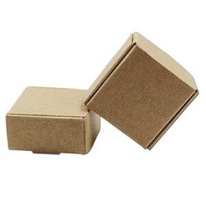 pabck 1.45×1.45×0.78 inch mini brown aircraft cardboard jewellery boxes square gift wrapping kraft paper soap box pack craftwork gift fastener ear rings small jewellery favor treat box (20)