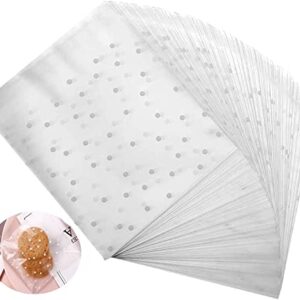 Lifelum Cookie Bags 200 Pcs 4″ x 4 ″Self Adhesive Cookie Bags Cellophane Treat Bags Self Sealing Clear Plastic Bags White Polka Dot Party Favor Bag for Party Gift Giving Bakery Candy Cookie Chocolate