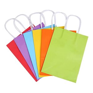 Hooshing 24PCS Party Favor Bags 6 Colors Rainbow Kraft Goodie Bags Bulk Paper Gift Bags with Handles for Kids Birthday Fiesta Wedding