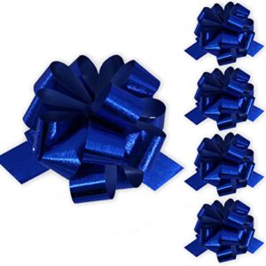 insta bows pull string large gift bows 5 big blue gift bows perfect for christmas and birthday presents metallic look and shine 5 (five) pack of big bows that measure 5 inches wide