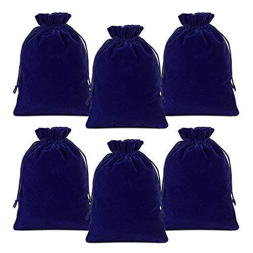 Lucky Monet 25/50/100PCS Velvet Drawstring Bags Jewelry Pouches for Christmas Birthday Party Wedding Favors Gift Candy Headphones Art and DIY Craft (100Pcs, Royal Blue, 4” x 6”)