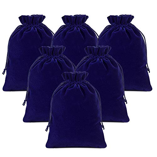 Lucky Monet 25/50/100PCS Velvet Drawstring Bags Jewelry Pouches for Christmas Birthday Party Wedding Favors Gift Candy Headphones Art and DIY Craft (100Pcs, Royal Blue, 4” x 6”)