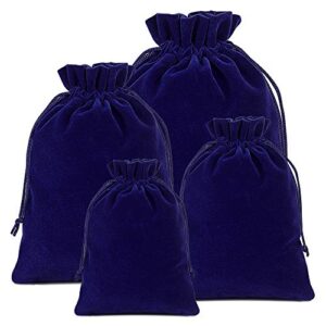 Lucky Monet 25/50/100PCS Velvet Drawstring Bags Jewelry Pouches for Christmas Birthday Party Wedding Favors Gift Candy Headphones Art and DIY Craft (100Pcs, Royal Blue, 4” x 6”)