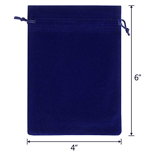 Lucky Monet 25/50/100PCS Velvet Drawstring Bags Jewelry Pouches for Christmas Birthday Party Wedding Favors Gift Candy Headphones Art and DIY Craft (100Pcs, Royal Blue, 4” x 6”)