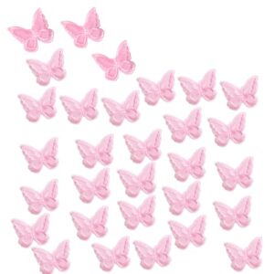 30 Pcs Pink Lace Butterfly Applique Embroidery,Organza Butterfly Patches Appliques for Clothes,for Wedding Bridal Dress Craft DIY Clothes Hair Ornaments Dress/Hat/Bag Decoration