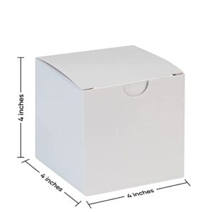 Hammont Cube White Gift Tuck Top Boxes (18 Pack) | 4x4x4” Small Paper Boxes | for Party Favors, Cupcakes, Weddings, Birthday & Christmas