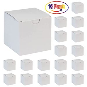 Hammont Cube White Gift Tuck Top Boxes (18 Pack) | 4x4x4” Small Paper Boxes | for Party Favors, Cupcakes, Weddings, Birthday & Christmas