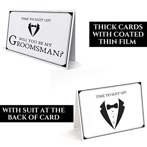 14 Groomsmen Gift Bags & 14 Groomsmen Proposal Cards for 10 Groomsmen, 2 Best Man and 2 Ring Bearer - Thank You Groomsmen Giftbags & Will You Be My Groomsman Cards for Wedding Bachelor Party