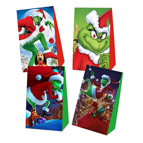 NA 24pcs Grinch Goody Bags Christmas Gift Bags for Grinch Birthday Party Decorations Supplies Decor