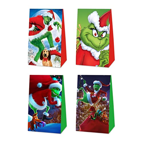 NA 24pcs Grinch Goody Bags Christmas Gift Bags for Grinch Birthday Party Decorations Supplies Decor