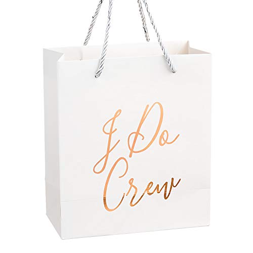 Crisky Bridesmaid Gift Bag Rose Gold, Bride Tribe Gift Bags, Loot Bag, Bachelorette Party Bag, Hen Party Bag, Bridal Shower, Team Bride, Set of 12, 4" x 8" x 9"