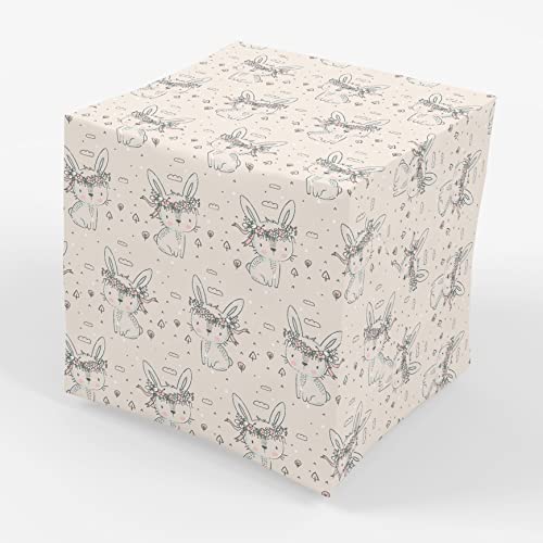 Stesha Party Floral Bunny Baby Gift Wrapping Paper - Folded Flat 30 x 20 Inch (3 Sheets)