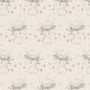 Stesha Party Floral Bunny Baby Gift Wrapping Paper - Folded Flat 30 x 20 Inch (3 Sheets)