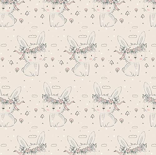 Stesha Party Floral Bunny Baby Gift Wrapping Paper - Folded Flat 30 x 20 Inch (3 Sheets)