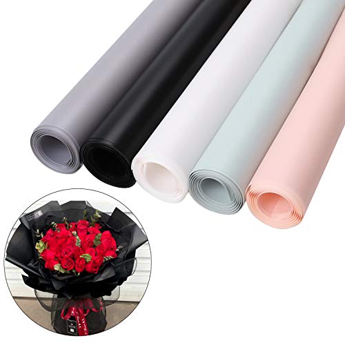 Matte Translucent Wrapping Flower Paper Floral Bouquet Gift Packaging Paper Waterproof Gift Packaging Supplies Florist Bouquet Wraps for Fresh Flowers Korean Style DIY Crafts 20 Sheets (Black)