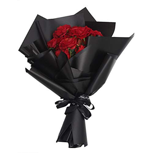 Matte Translucent Wrapping Flower Paper Floral Bouquet Gift Packaging Paper Waterproof Gift Packaging Supplies Florist Bouquet Wraps for Fresh Flowers Korean Style DIY Crafts 20 Sheets (Black)
