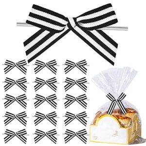 50 piece striped bows black and white stripe bows twist tie bows twist tie bows bows for gift baskets christmas new year striped grosgrain twist tie bows for tying up packages gift bows