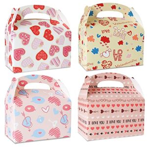 Lucleag 12 Pack Valentine’s Day Gift Boxes, Valentines Cupcake Boxes Cookie Boxes for Kids Couple, Valentine Goodie Paper Boxes Treats Boxes Exchange Gift Box for Valentines Day, 6.7"x6.3"x3.8"