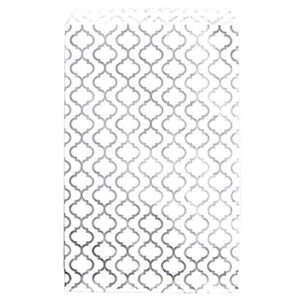 rj displays- 200 pieces shimmering silver trellis pattern paper merchandise gift jewelry crafts, party favor, fashion accessories tote bags size (6×9 inches)