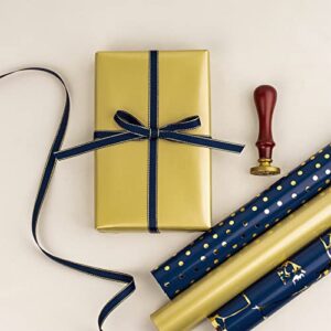 MAYPLUSS Wrapping Paper Roll - Mini Roll - 17" X 120" Per roll - Navy Gold Design (42.3 sq.ft.ttl)