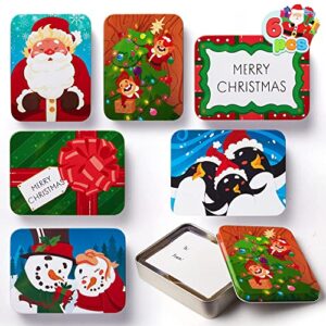 joyin 6 christmas gift card holder tin boxes 4.7” x 3.5” x 0.9” christmas tins holders for christmas holiday décor, xmas party favor box