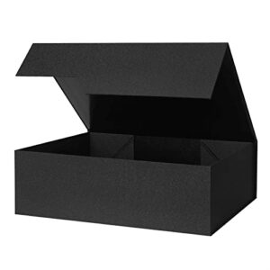 yawoirg black gift box, 13x9x4 inches, large present box with lid, square magnetic gift box for presents, empty decorative gift boxes for gift wrapping and storage, matte