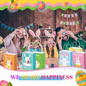 150 Pieces Easter Day Paper Gift Bags with Handle Rabbit Goody Candy Bags Easter Day Party Favor Supplies Treat Bags for Easter Day Party Favors Gift Wrapping Supplies