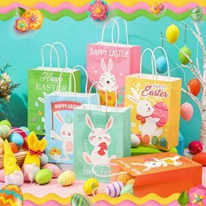 150 Pieces Easter Day Paper Gift Bags with Handle Rabbit Goody Candy Bags Easter Day Party Favor Supplies Treat Bags for Easter Day Party Favors Gift Wrapping Supplies