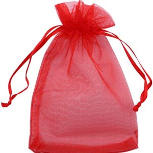 Allgala 100 Count Orangza Gift Party Favor Bags with Drawstring-8x12 Inch-Red-PF53405