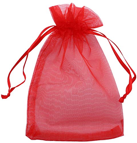 Allgala 100 Count Orangza Gift Party Favor Bags with Drawstring-8x12 Inch-Red-PF53405