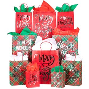 christmas gift bags assorted sizes-24 christmas bags bulk -christmas bags for gifts with christmas tissue paper gift wrap- assorted holiday gift bags for christmas – xmas holiday bags for gifts