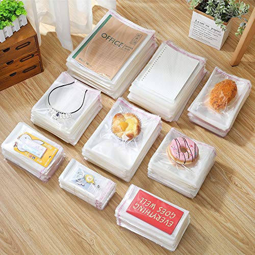 LISM 1000 Pack 4" x 7" Thick 1.6Mil Clear Resealable Cello Self Adhesive Seal Bags Packing Bakery Cookie Cards Gifts Cellophane Poly Bags