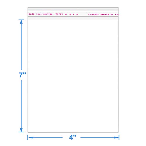 LISM 1000 Pack 4" x 7" Thick 1.6Mil Clear Resealable Cello Self Adhesive Seal Bags Packing Bakery Cookie Cards Gifts Cellophane Poly Bags