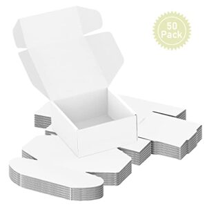 50 Pack 4"x4"x2" Shipping Boxes, Corrugated Cardboard Small Box Mailer, Shipping Boxes for Small Business for Gift Packing- TONESPAC (4"x4"x2", White)