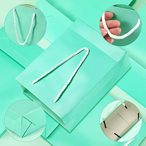 24 Pack Small Heavy Duty Teal Blue Paper Gift Bags with Handles and Blue Tissue Paper Thick Small Turquoise Party Favor Gift Bags for Birthday Wedding Baby Shower, 6 x 7.8 x 2.4 Inch