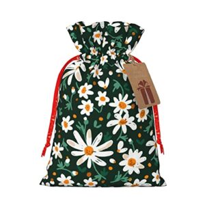 drawstrings christmas gift bags watercolor-daisy-floral-summer presents wrapping bags xmas gift wrapping sacks pouches medium