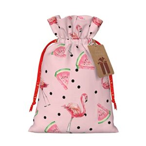 drawstrings christmas gift bags summer-flamingo-watermelon presents wrapping bags xmas gift wrapping sacks pouches medium