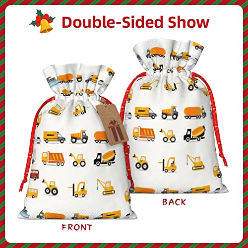 Drawstrings Christmas Gift Bags Aircraft-Motor-Car-Excavator Presents Wrapping Bags Xmas Gift Wrapping Sacks Pouches Medium