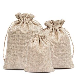 burlap bags, 25 packs 8”x12” drawstring gift bag burlap candy pouch party favor linen pockets for wedding birthday party halloween thanksgivings christmas new year valentine’s day (8”x12”)
