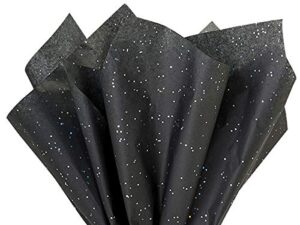 black glitter sparkle tissue paper squares, 24 sheets, premium gift wrap and art supplies for birthdays, holidays, or presents by a1 bakery supplies, large 20 inch x 30 inch high quality made in usa