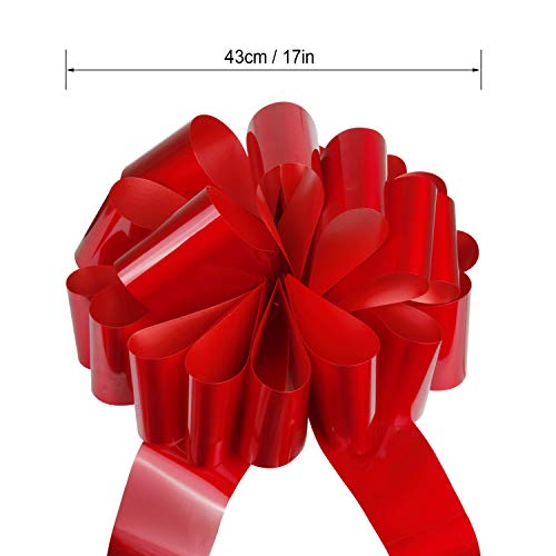 Picowe Big Red Car Bow, Giant Happy Birthday Ribbon Tails Gift Wrapping Bows Gift Wrapping Car Ribbon Bow for New Car, Huge Presents Bows Decoration (Red)