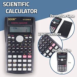 DEXIN 2 Line Scientific Calculator [Student & Financial] for use with Fractions/Statistics/Chemistry/Math/General Calculator [Solar & Battery Powered] Lightweight Durable Long Lasting Design